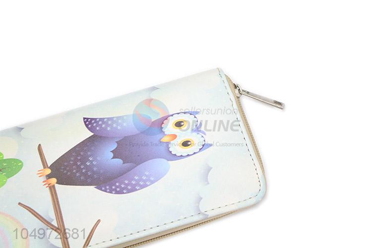 China Factory Supply Owl Printed  Women Wallets Purse Female Wallet Clutch Bag