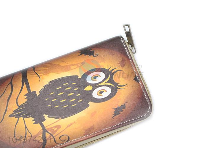 Modern Style Owl Printed Zipper Card Holder Ladies Clutches Women Wallet