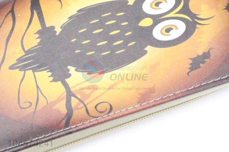 Modern Style Owl Printed Zipper Card Holder Ladies Clutches Women Wallet