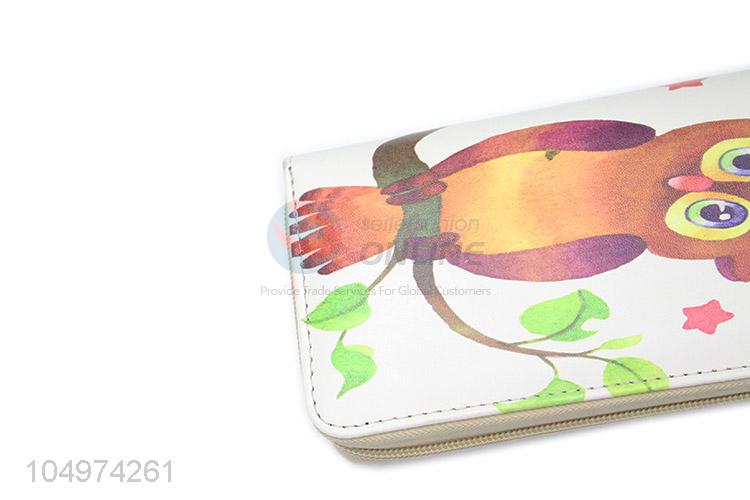 Made In China Owl Pattern Large Capacity Split Canvas Card Holder Women Purse