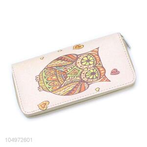 Eco-friendly Owl Pattern Zipper Women's Purse Ladies Long Phone Holder