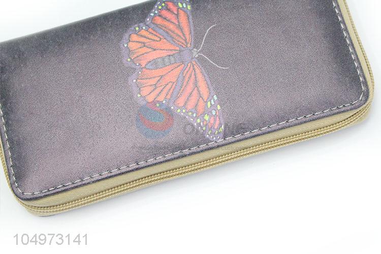 Factory Excellent Butterfly Pattern Zipper Card Holder Ladies Clutches Women Wallet