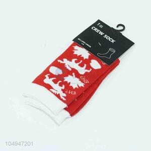 Cute simple low price red&white sock