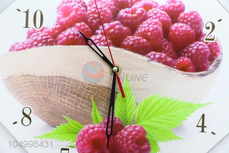 Popular Style Rhombus Shaped Glass Fruit Shaped Wall Clock