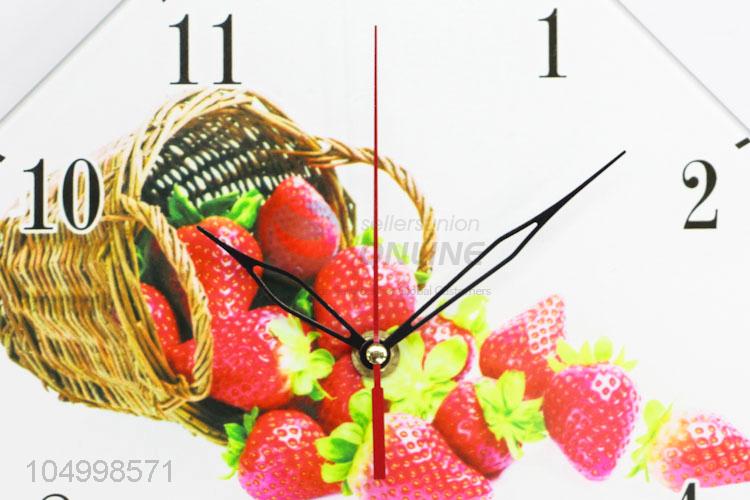 Creative SuPPlies Starwberry Decorative Glass Wall Clocks for Wholesale