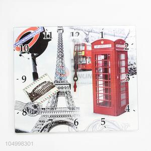 Creative Living Room Eiffel Tower Glass Wall Clock