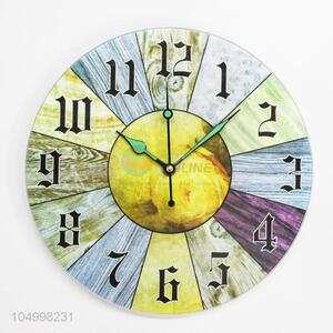 Factory Export Reusable Round Shaped Fruit Pattern Glass Wall Clock