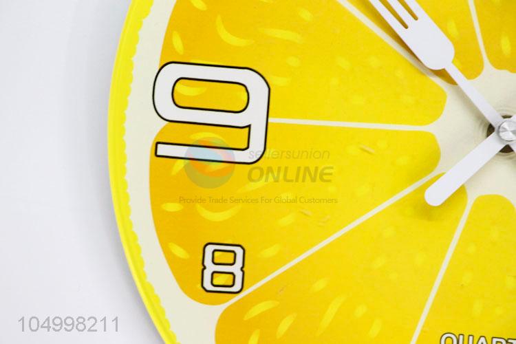 Latest Design Round Shaped Fruit Pattern Glass Wall Clock for Home Decoration