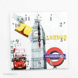 Competitive Price Home Decoration Square Shaped Glass Wall Clock