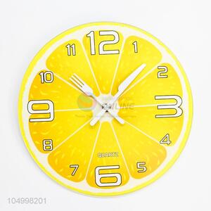 Delicate Design Round Shaped Fruit Pattern Glass Wall Clock