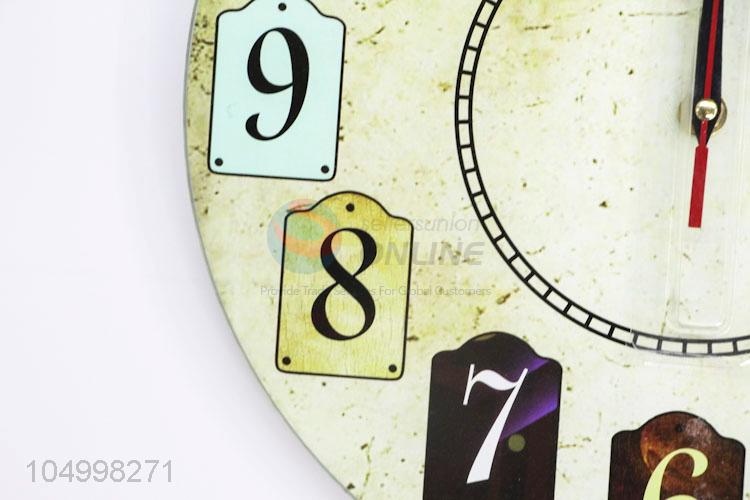 Cute Colorful Numbers Printed Round Shaped Glass Wall Clock