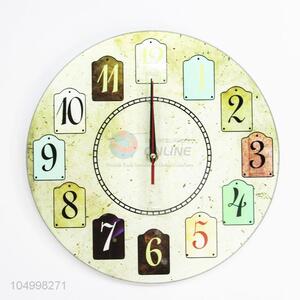 Cute Colorful Numbers Printed Round Shaped Glass Wall Clock