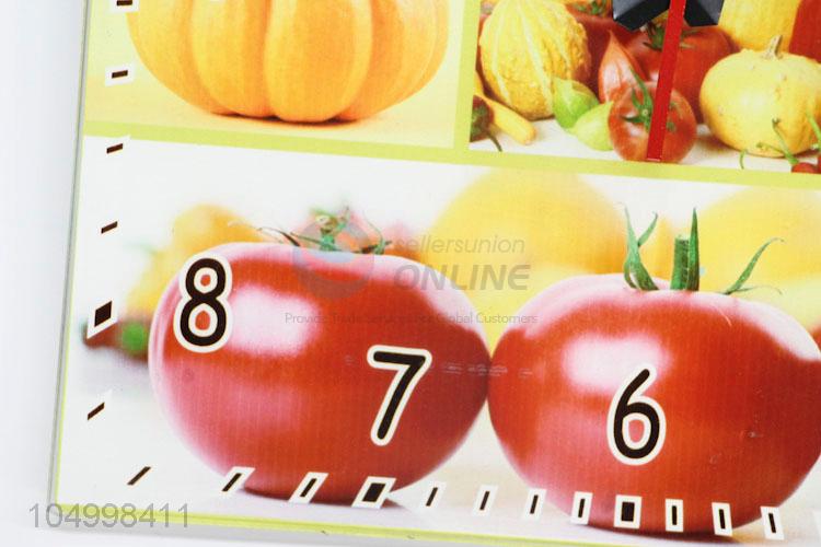 Creative Design Square Shaped Wall Clock With Fruit Decoration