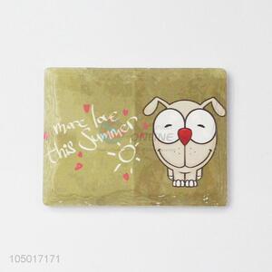 Cute cheap rectangle ceramic fridge magnet with dog pattern