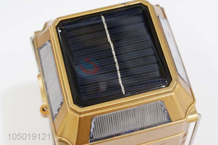 Portable Golden Color Camping Light with Solar Power Charge,USB Charge, Charging Line Charge