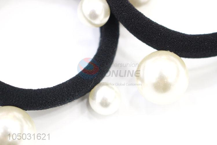 Creative Supplies 2 Pcs/Set Hair Ring with Pearl Decoration