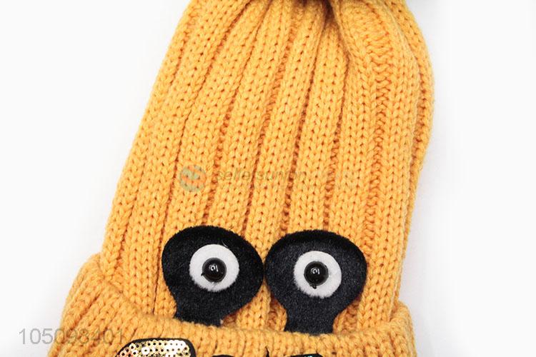 Top Quanlity Children Cartoon Sequins Winter Warm Cap