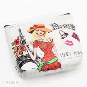 Cool Lady Cartoon Girl  Pattern PVC Wallets Artwork Coin Purse