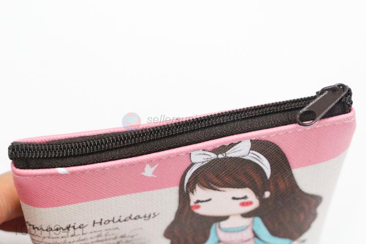 Latest Cartoon Girl Design Mini PVC Wallet Coin Bag