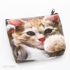 Cute Cat Printed PVC Mini Handbag Coin Purse for Women