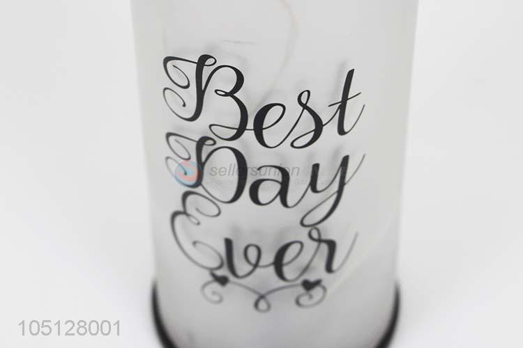 Pretty Cute Letter Printed Glass Bottle LED Battery Lamp for Christmas Deration