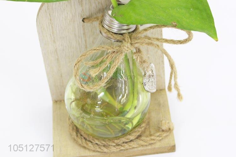 New Style Glass Vase With Wooden Base Creative Original Ornaments