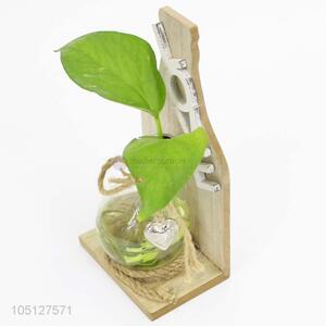 New Style Glass Vase With Wooden Base Creative Original Ornaments