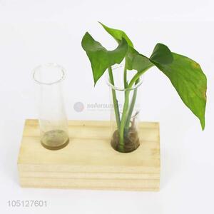 Hot Sales New Style Wooden Decoration Crafts Glass Tube In Vitro Flower Arranging Figurines