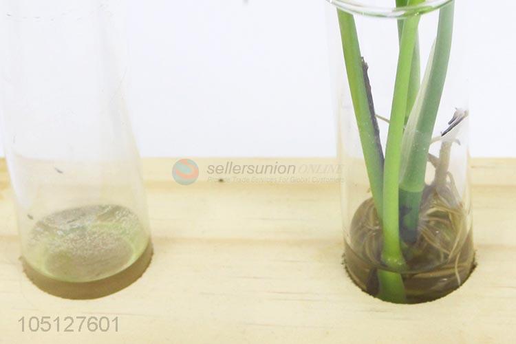 Hot Sales New Style Wooden Decoration Crafts Glass Tube In Vitro Flower Arranging Figurines