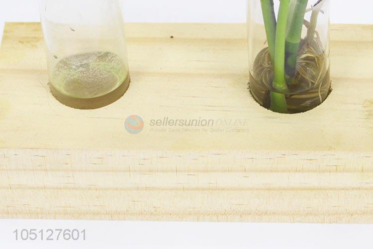 Hot Sales New Style Wooden Decoration Crafts Glass Tube In Vitro Flower Arranging Figurines