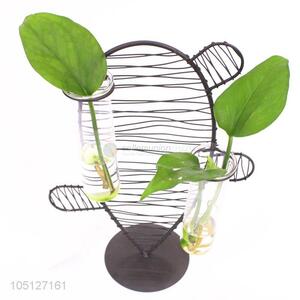 New Arrival Wholesale European Iron Floor Vase Office Ornaments Creative Glass Vase