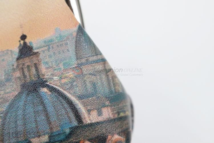 Low Price Beautiful Buildings Printed PU Leather Coin Purse