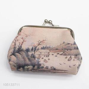 Low Price Beautiful Chinese Painting PU Leather Coin Purse