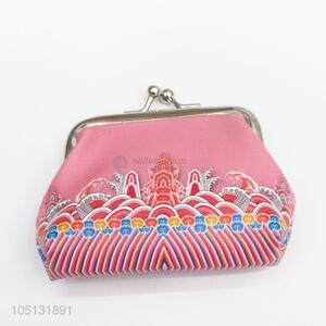 Best Selling Pink Color Custom Vintage Printed PU Leather Coin Purses