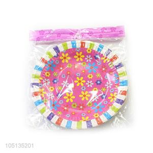 Reasonable Price 10pcs Flower Printed Cake Disposable Round Paper Plate