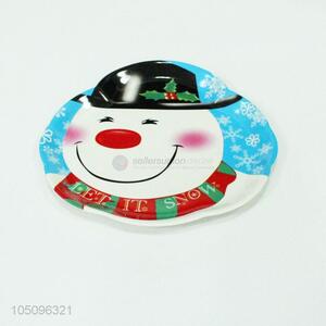 Cute Cartoon Snowman Pattern Plastic Plate