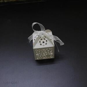 Cheap wholesale laser cut paper candy box with ribbon