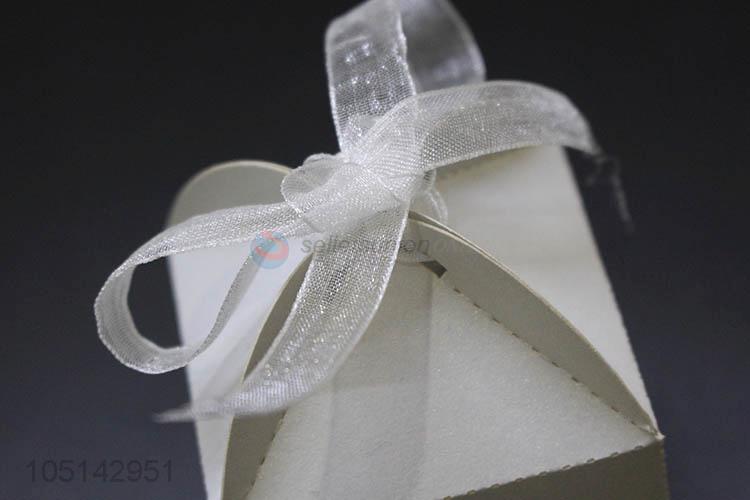 Factory promotional laser cut paper candy box with ribbon