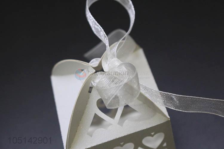 Most popular laser cut paper candy box with ribbon