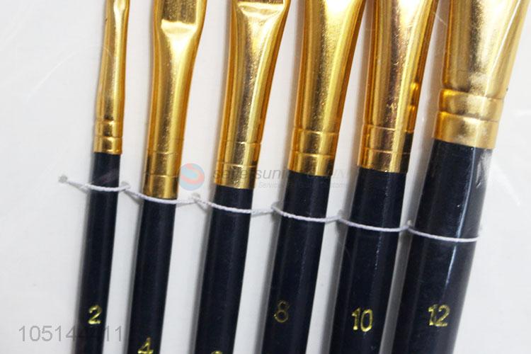 Best Low Price 6 Pcs/Set Watercolor Brush Oil Wooden Drawing Painting Nylon Hair