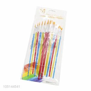 Promotional Low Price 12 Pcs/Set Wooden Handle Paint Brush Set Drawing Art Supplies