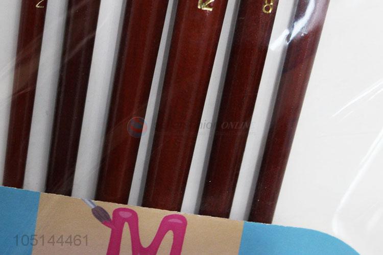 Exquisite Wholesale 6 Pcs/Set Paint Brushes Set Different Shape Round Pointed Tip Nylon Hair