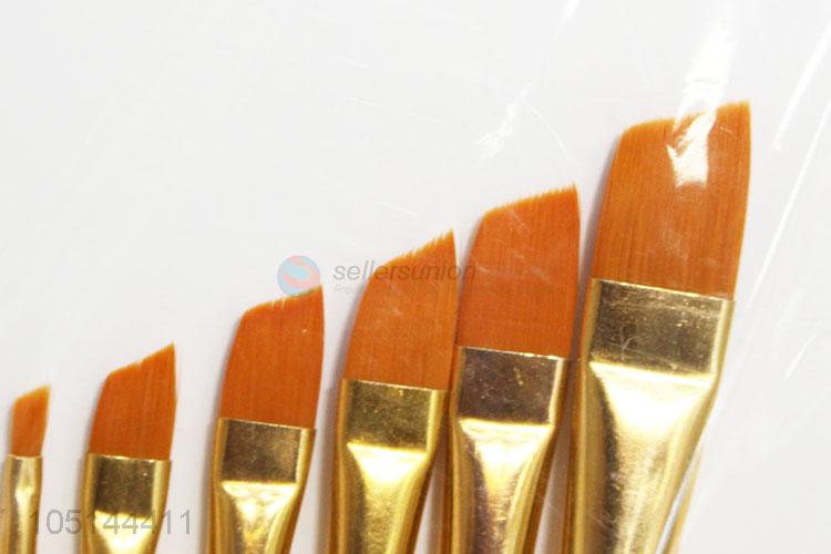 Best Low Price 6 Pcs/Set Watercolor Brush Oil Wooden Drawing Painting Nylon Hair