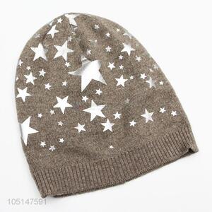 Cheapest Price Chinlon Single-Deck Knitted Winter Hat with Star Pattern