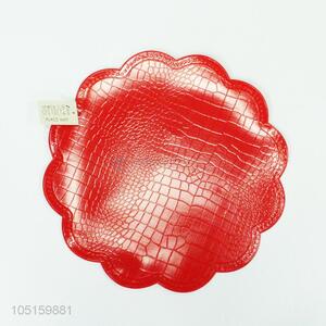 Red Color Pinhole Pattern Metal Leather Placemat