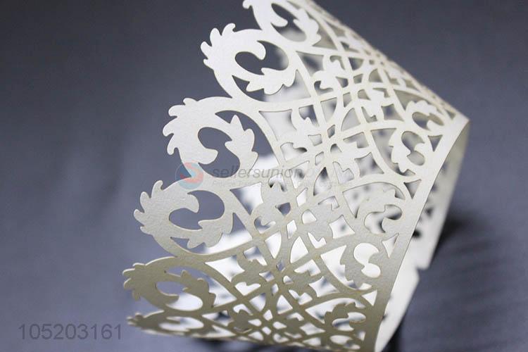 Promotional cheap wedding favor party supplies laser cut cup cake wrappers