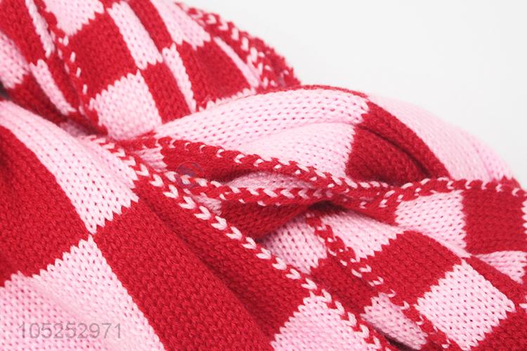 Best selling check pattern women knitted warm scarf