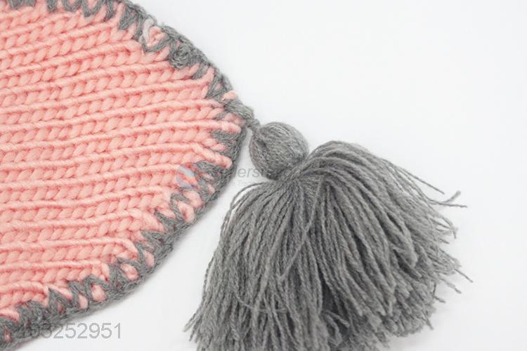 Wholesale custom pink women winter warm knitted scarf