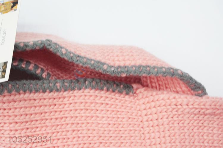 Wholesale custom pink women winter warm knitted scarf