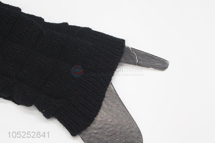 Ready sale women black knitted lace leg warmer